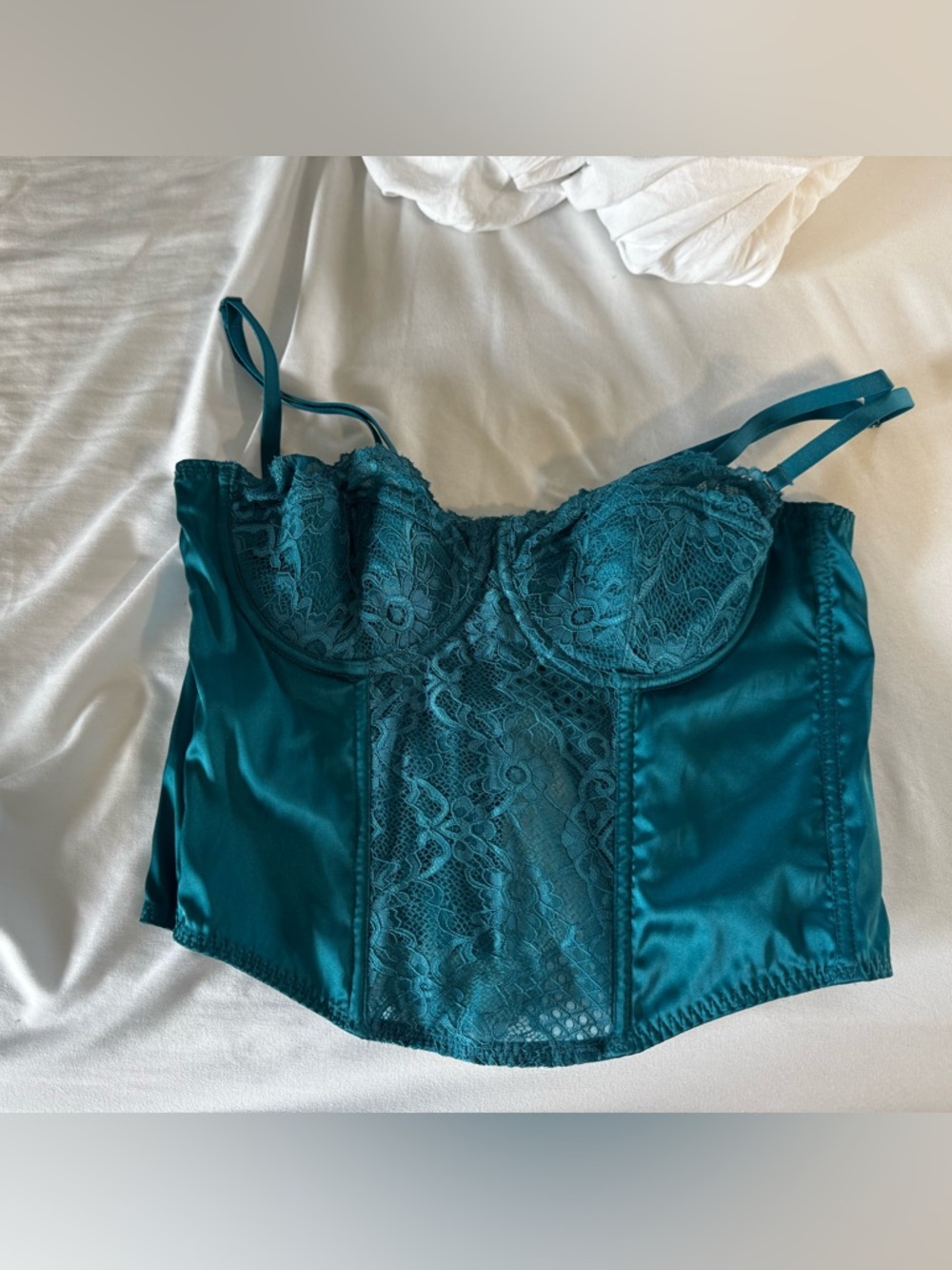 Sincerly Jules Teal Lace Satin Bustier